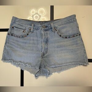Levi's 501 Original Custom Studded Denim Shorts - Light Wash - W30